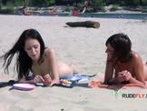 Nude beach girl gets together with her friends