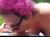 milf sucks and fucks outdoor