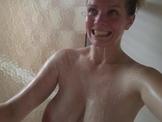 Sexy curvy hairy girl pee in a shower