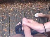 wank blow job outdoors