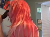 Pink hair cam girl Aria Alistair sucks huge bbc