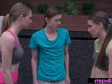 Perverted stepbro spies on his skinny teen stepsisters