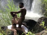 Beautiful white chick gets blacked by waterfall