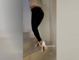 leggings on stairs