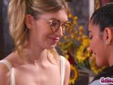 Emily Willis and Mackenzie Moss kiss passionately and s