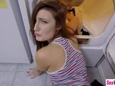 Teen stepsister stuck in the dryer gets fucked by stepb