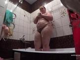 Fat stepmom soaping in the shower