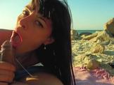 Beach blowjob