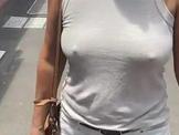 Sexy mature woman braless
