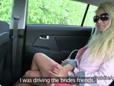 Hot blonde amateur banging in the car in public