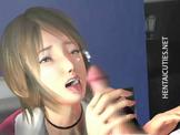 Busty 3D hentai babe gives oral sex