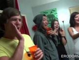 College dolls sharing dick in dorm room orgy