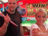 Blonde flashes pussy at a fair for money