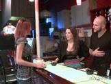 Cute girls flashing tits for cash in a bar