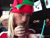 Santas cutie riding massive dick in the bus