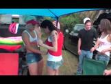 College girls flashing tits at outdoor party