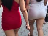 Long dark hair fat ass twins