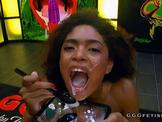 Brazilian luna shows collecting and swallowing cums