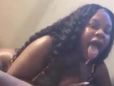 Big Tits Ebony Sucks BBC in a Public Balcony