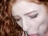 a Hot Redhead Sucking Cock And Swallowing cum on video