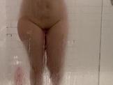 Wife caught in the shower starts playing with her body