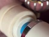 Vibrator on my caged cock