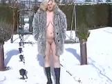 Naked Blonde Girl Outdoors on a Snowy Day