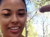 Busty babe get load of cum on tits after hard outdoor s